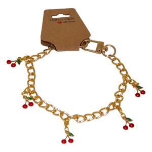 Cherry Bag Chain Accessory Gold & Red NWT